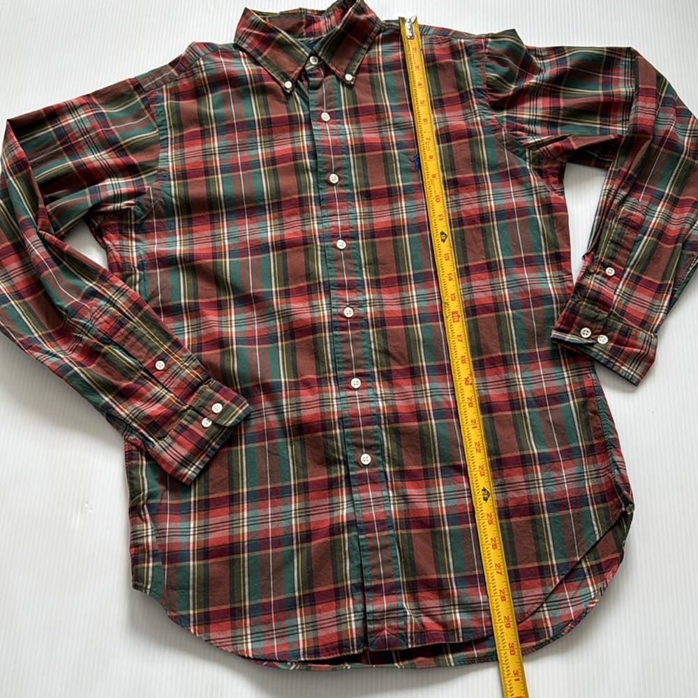 Ralph Lauren Classic Fit red, green, yellow & blue plaid button down. Medium - Picture 8 of 10